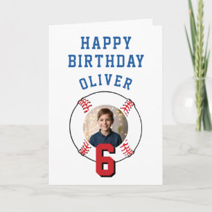Carte Photo de joyeux anniversaire enfants balle de base