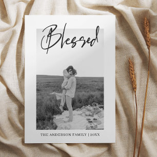 Carte Photo de la famille bon thanksgiving   Béni