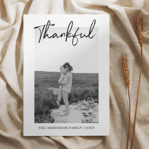 Carte Photo de la famille bon thanksgiving   Merci