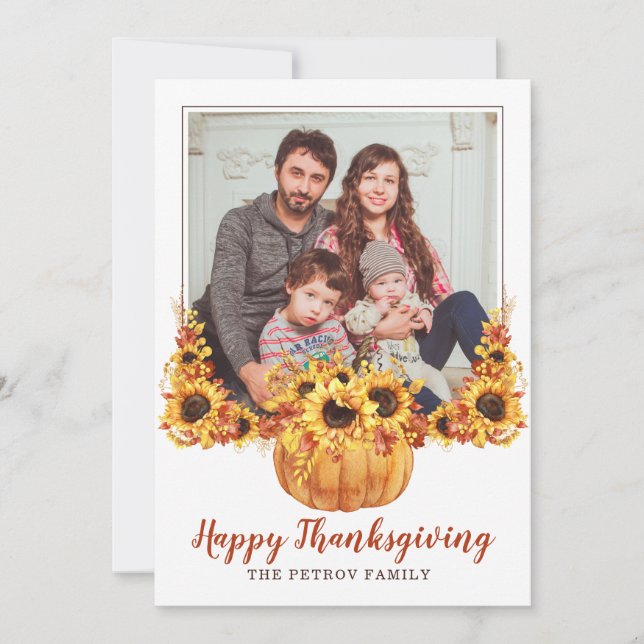 Carte Photo de la famille du Bon thanksgiving rustique (Devant)