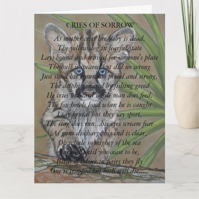 Carte photo de la faune de cougar arrêter la souffrance  (Devant)