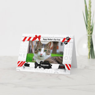 Carte Photo de la Fête des Mères Rouge et Noir Chat