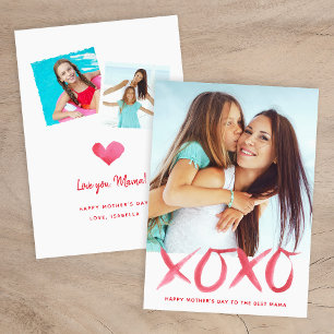 Carte photo de la fête des mères XOXO pour maman