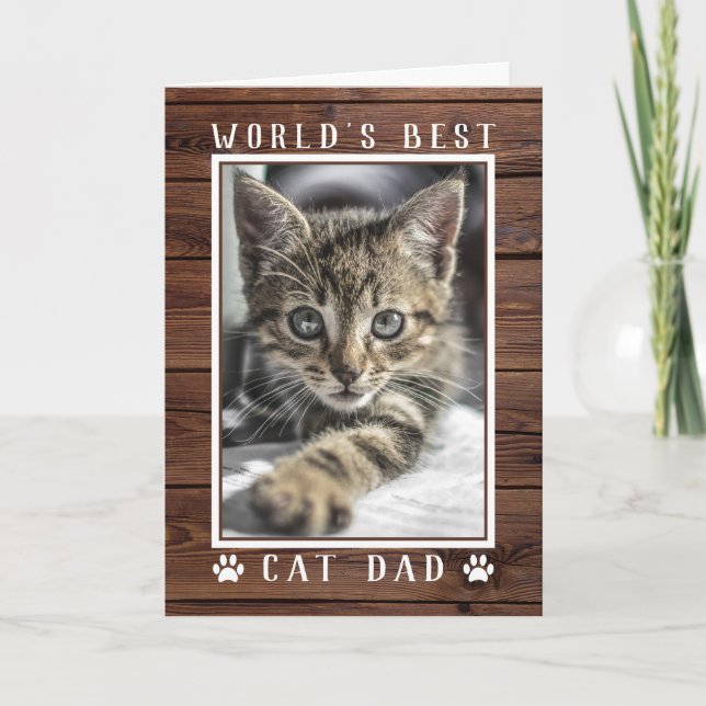 Carte Photo de la Fête des pères du meilleur chat papa d (Devant)