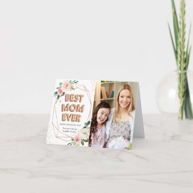 Carte Photo de la Meilleure Maman Ever Floral Mother's D (Devant)
