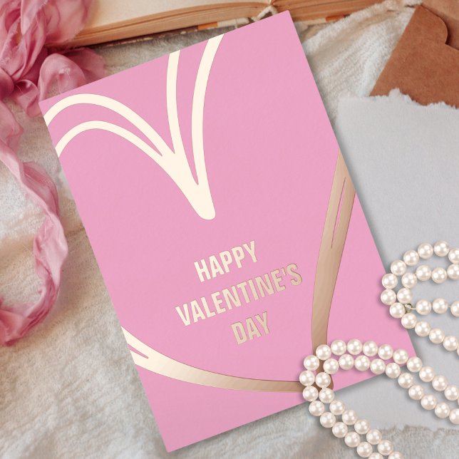 Carte photo de la Saint-Valentin à la mode Pink Go (Trendy Pink Gold Foil Valentine's Day Photo Card)