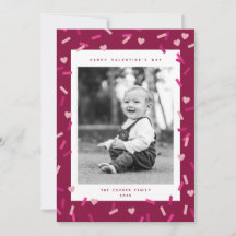 Carte photo de la Saint-Valentin Confettis Coeur