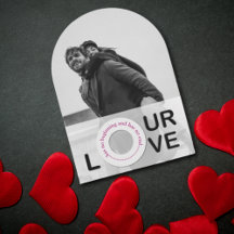 Carte photo de la Saint-Valentin en forme d'arc mo