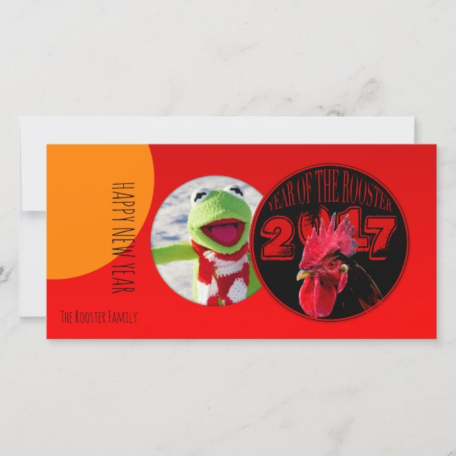 Carte photo de l'année de coq moderne et rustique (Devant)
