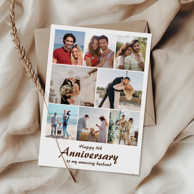 Carte Photo de l'anniversaire du mariage | Collage perso (Capture cherished moments and heartfelt love in one beautiful wedding anniversary card.)