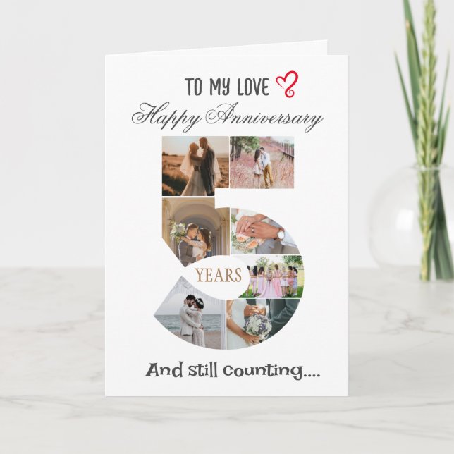 carte photo de l'anniversaire du Mariage de 5 ans (Devant)