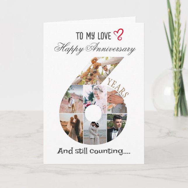carte photo de l'anniversaire du Mariage de 6 ans (Devant)