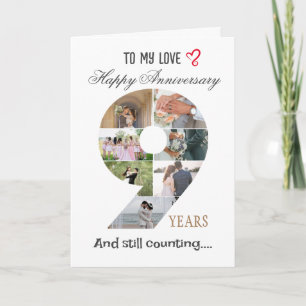carte photo de l'anniversaire du Mariage de 9 ans