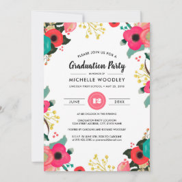 Carte photo de l'invitation de graduation florale 