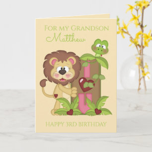 Carte photo de lion mignon pour le troisième anniv