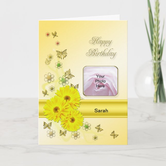 Carte photo de marguerites jaunes pour un annivers (Devant)