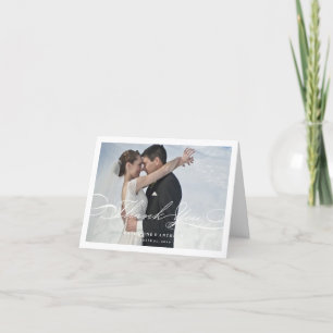 Carte photo de Mariage de script de Merci simple e