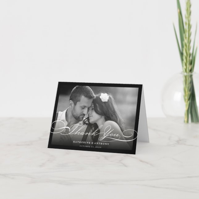 Carte photo de Mariage de script de Merci simple e (Devant)