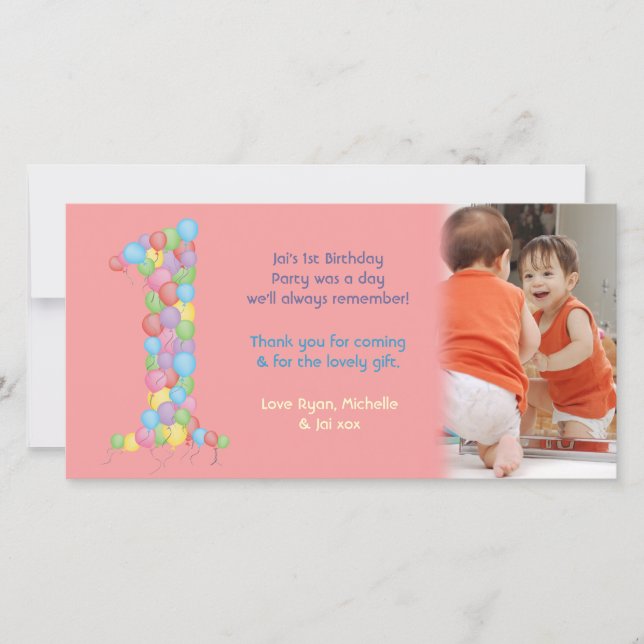 Carte photo de Merci d'anniversaire de bébé de (Devant)