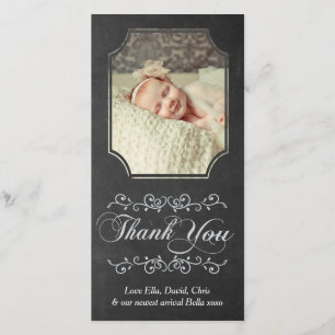 Carte photo de Merci de bébé de typographie de