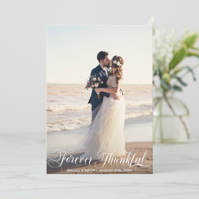 Carte PHOTO DE Merci DE Mariage blanc JAMAIS RECONNUE (Debout devant)