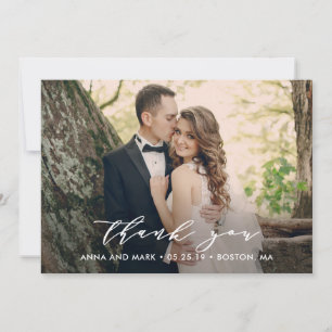Carte photo de Merci de Mariage de script sans eff