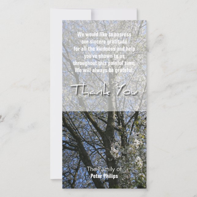 Carte photo de Merci de sympathie de fleurs de (Devant)
