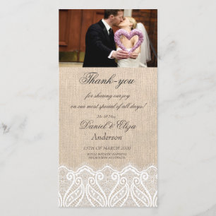 Carte photo de Merci de toile de jute et de