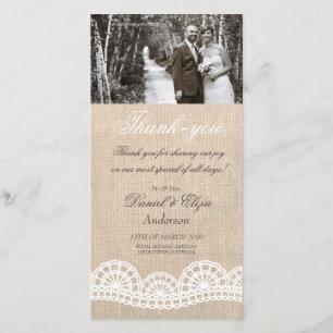 Carte photo de Merci de toile de jute et de