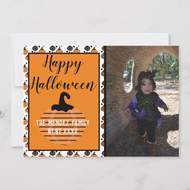 Carte photo de motif de citrouille moderne Hallowe (Devant)