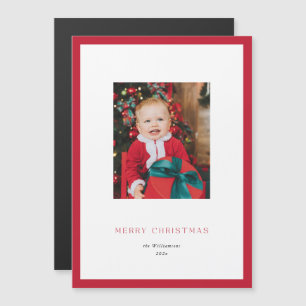 Carte photo de Noël à cadre rouge classique modern