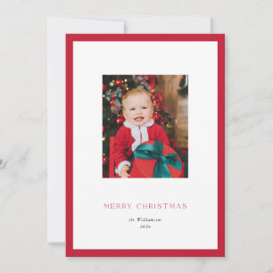 Carte photo de Noël à cadre rouge classique modern