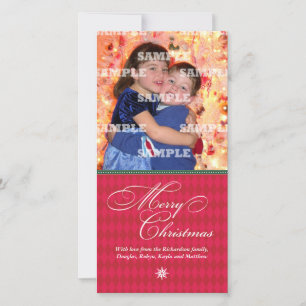 Carte photo de Noël Arlequin Crimson