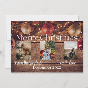 Carte photo de Noël Arrière - plan bois