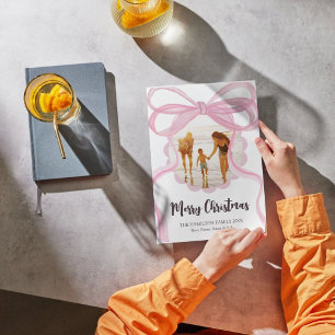 Carte photo de Noël Big Pink Coquette Bow