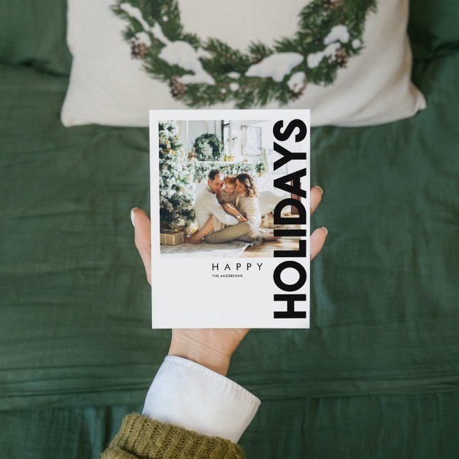 Carte Photo de Noël | Black Happy Holiday (Créateur téléchargé)
