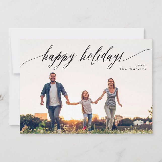 Carte photo de Noël blanc de Joyeux Fêtes (Devant)