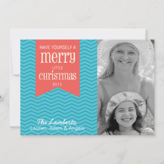 Carte photo de Noël Blue Chevron