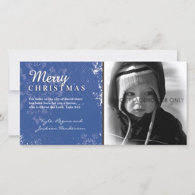 Carte photo de Noël Blue Grunge (Devant)