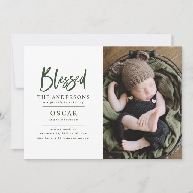 Carte Photo de Noël botanique moderne béni (Devant)