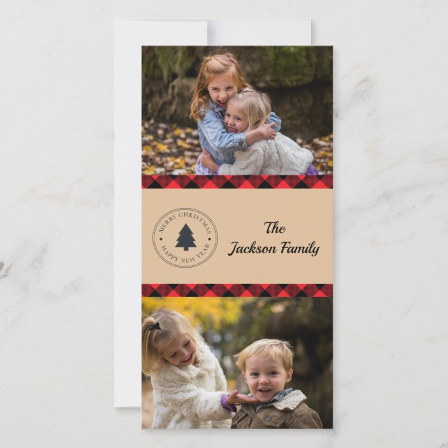Carte photo de Noël Buffalo Plaid (Devant)
