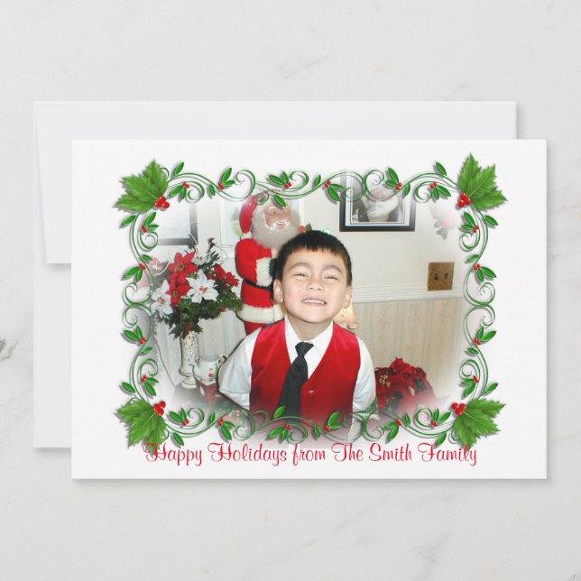 Carte photo de Noël Cadre Holly (Devant)