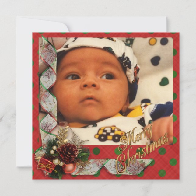 Carte photo de Noël carré traditionnel (Devant)