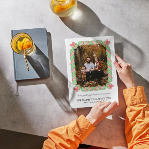 Carte photo de Noël Coquette Bow Garland