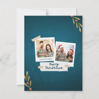 Carte photo de Noël couleur verte avec voeux