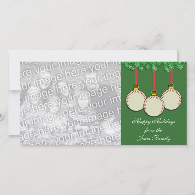 Carte photo de Noël de baseball (Devant)