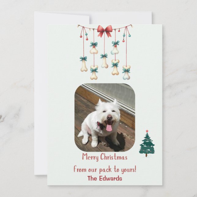 Carte photo de Noël de chien personnalisée (Devant)