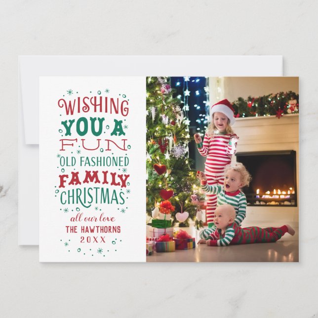 Carte photo de Noël de famille amusante (Devant)