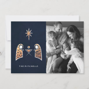 Carte photo de Noël de la crèche religieuse