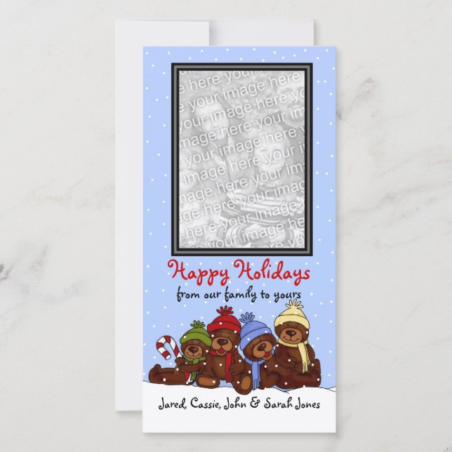 Carte photo de Noël de la famille de l'ours Vertic (Devant)